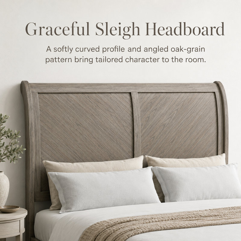 Aspen Solid Wood Platform Bed with Tall Headboard, Gray Wood (Queen)