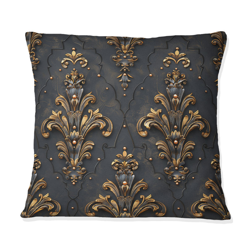 Glam Damask Motif II - Coussin Glam, H 18 po x H 18 po