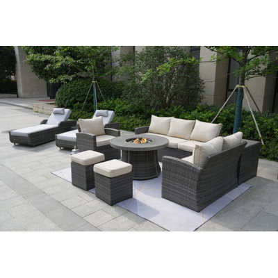 10 - Person Patio Conversation Set with Cushions