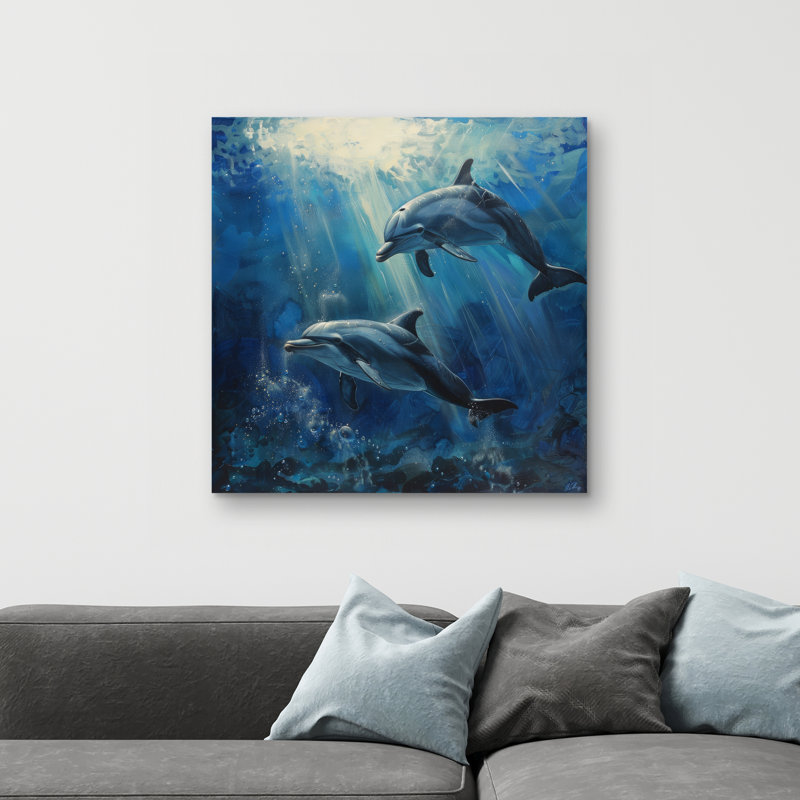 Dolphins - 32"x32" art on canvas