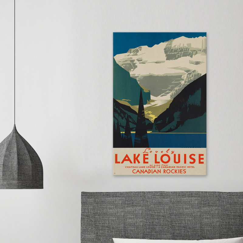 « jolie lake louise », publicité sur toile tendue, H 18 po x l 12 po