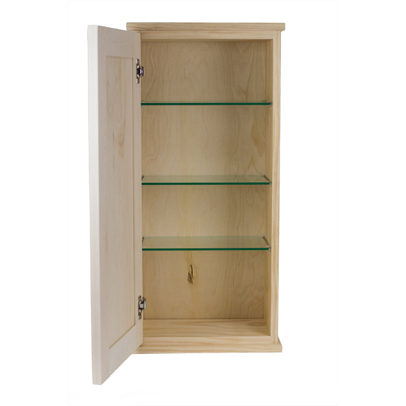 Armoire de salle de bain murale en bois massif l 15,5 po x H 37,5 po x P 3,25 po, Brun, L 15,5 po x H 25,5 po x P 3,25 po