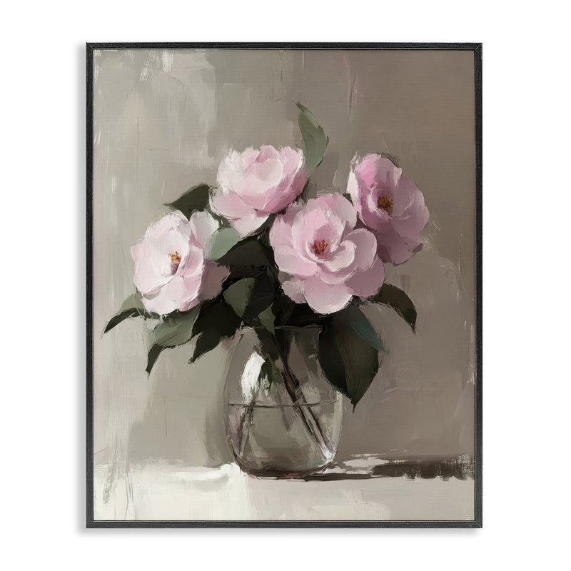 Giclée encadrée peinte, dessin par Petal Prints Design, H 30 po x l 24 po, Giclée encadrée noir minuit
