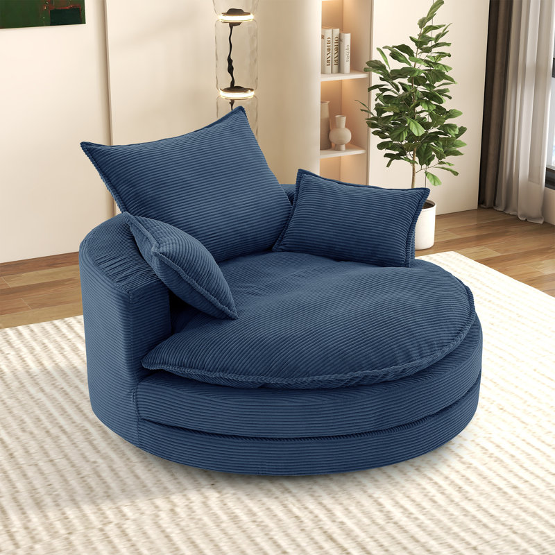 Fauteuil demi-tonneau rotatif 57,3 po, Bleu