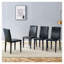Ensemble de 4 chaises de salle à manger rembourrées en cuir synthétique noir moderne avec pieds robustes en métal