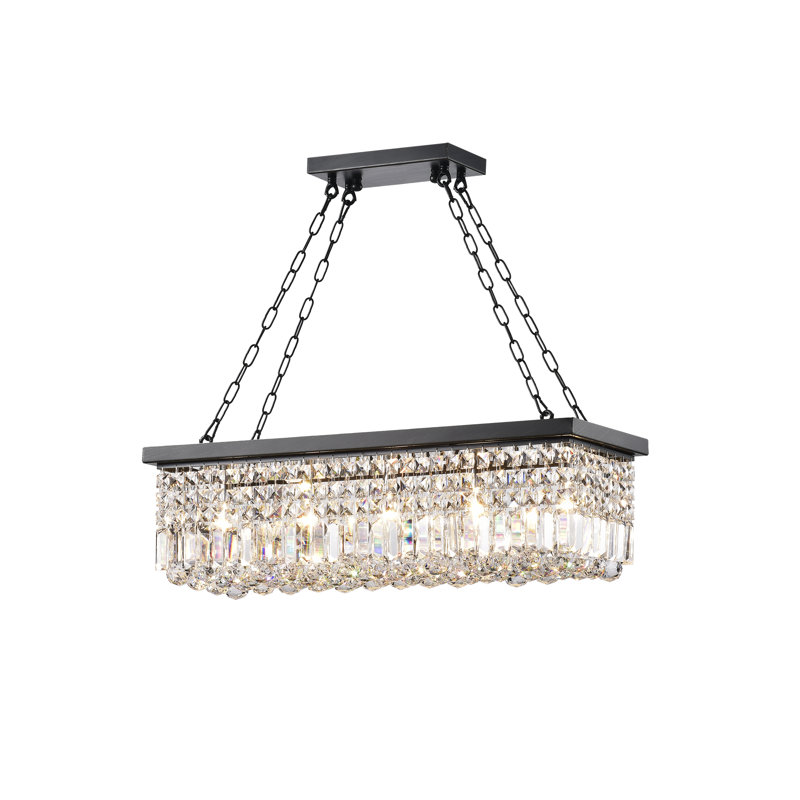 Lustre cylindrique unique à 5 lumières avec détails en cristal Daryn, Brun / Noir