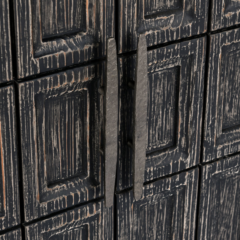 Willmark 6-Door Reclaimed Pine Wood Sideboard Buffet, Timeworn Black