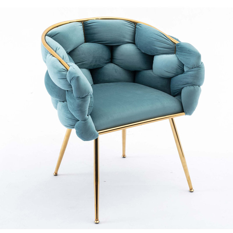 Dormody Velvet Arm Chair Dining Chair, Blue, 1