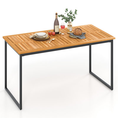 Rectangular Outdoor Dining Table With Umbrella Hole , 140cm cm W 70cm cm D