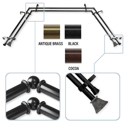 Spenser Adjustable Bay Window Double Curtain Rod