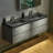 59 in. W x 19-5/8 in. D Wall Mounted Floating Bathroom Vanity in Gray with Quartz Sand Composite Vanity Top in Matte Black-87768961