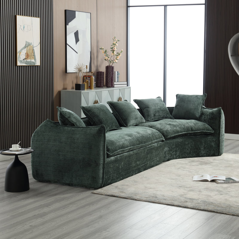 Canapé modulaire en U Sophira, Chenille verte