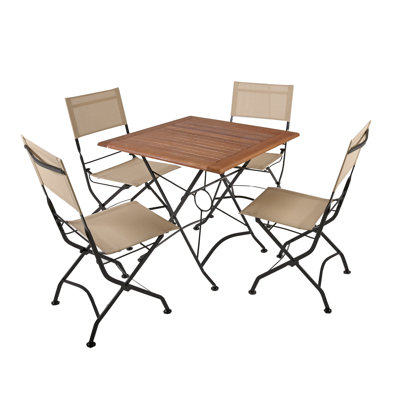 Lazerek 4 - Person Acacia Patio Dining Set with Square Table