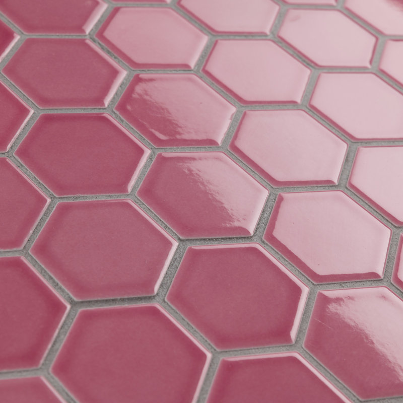 Carreau de mosaïque en porcelaine nid d'abeille 2 po x 2 po Tribeca, Blush