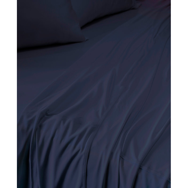 Microfiber Jersey Knit Sheet Set, Navy, King Sheet Set with Fitted Sheet and 2 Pillowcases