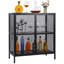 Armoire de rangement Buffet avec portes et tablettes en filet, armoire à vin