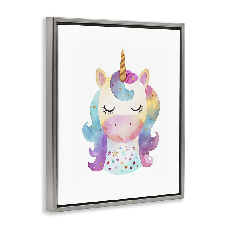 Cadre flottant Unicorn Nursery Fantasy, design LSR Design Studio, Cadre flottant gris lustré, H 21 po x l 17 po