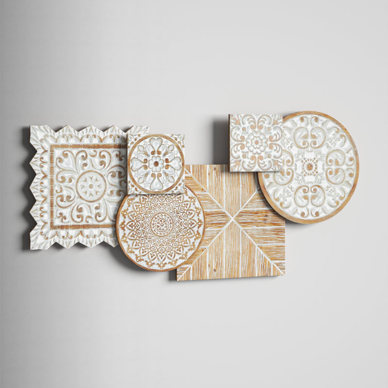 Boho Abstract Wall Decor on Solid Wood