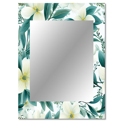 Fossen Oceanic Foliage Botanical Pattern - tropical  Decorative Wall Mirror, Tropical Mirror, Printed Metal Art