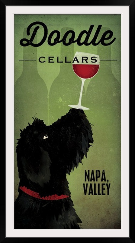 " Doodle Wine II Black Dog " by Ryan Fowler Great Big Canvas