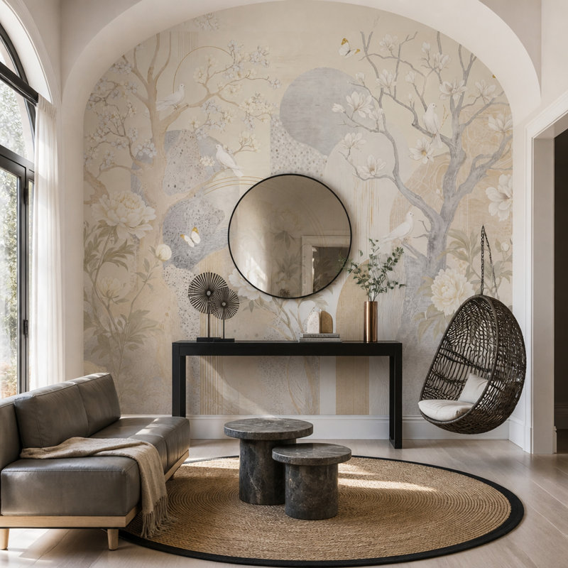 Adhésif mural Magnolia, 160 po x 108 po, Peler et coller