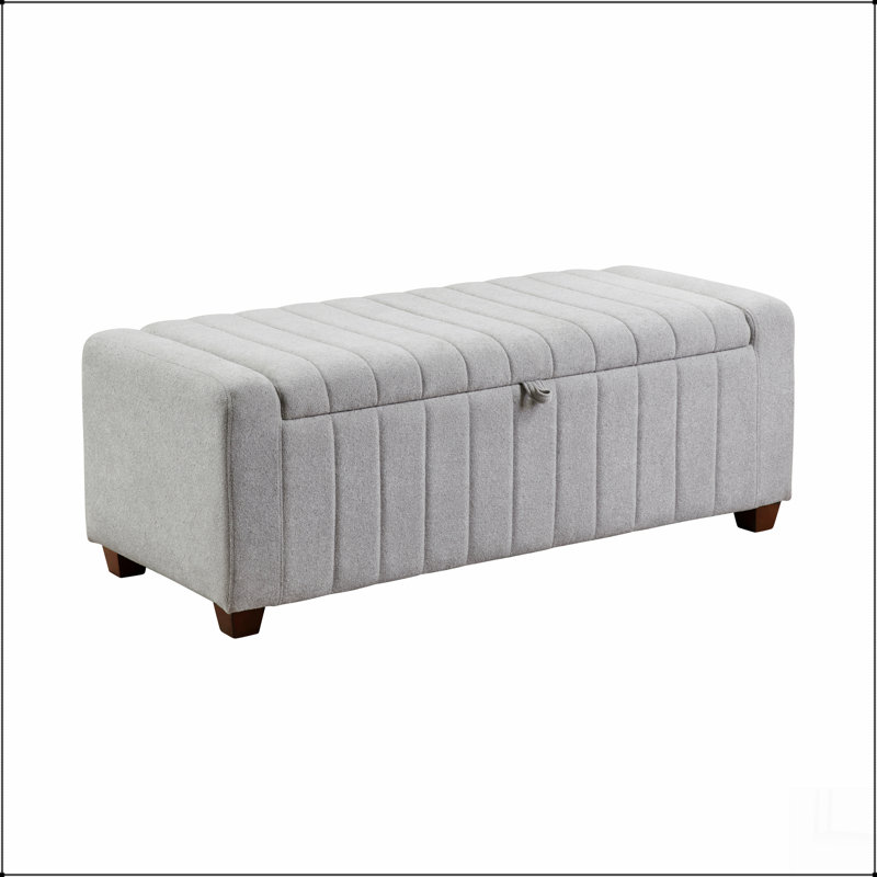 Banc rembourré contemporain avec rangement interne 1pc, Gris