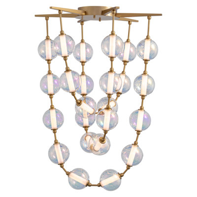Golden Lighting Pearla Integrated LED 28in Pendant in Brushed Champagne Brass