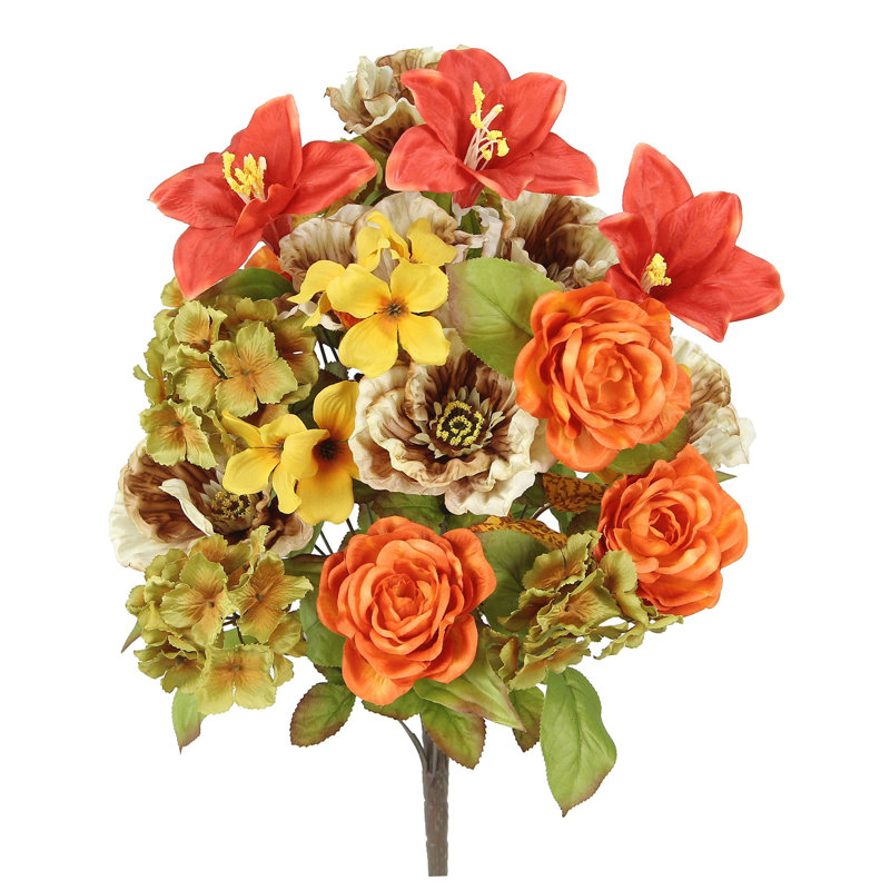Arrangement floral mixte, Orange / mélange de taupes
