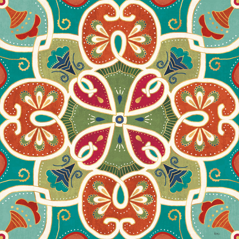 Folk floral VI, H 36 po x l 36 po, Non, Toile tendue