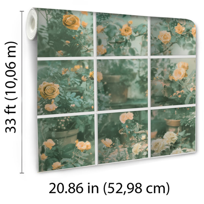 Papier peint rose trompe l'œil, Orange
