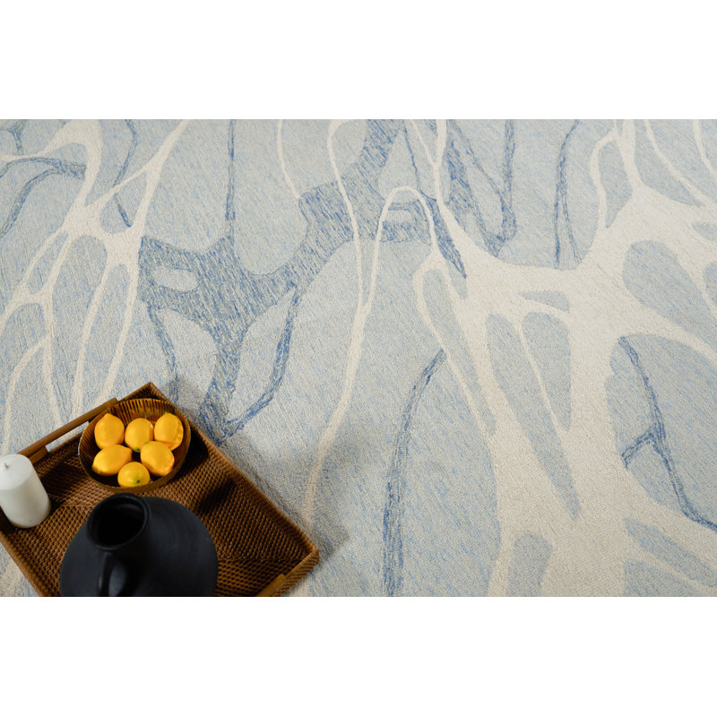 Rio hand-tufted New Zealand Wool Beige/Ivory Area Rug, Blue/Ivory, Rectangle 8' x 10'