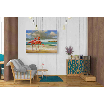 «Beach Scene Flameos» par Chris Vest - impression sur toile tendue