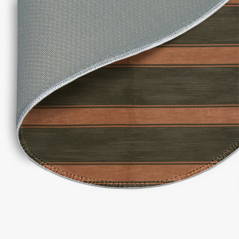 HorizontalStripes Brown Indoor and Outdoor Area Rug, Round 5'