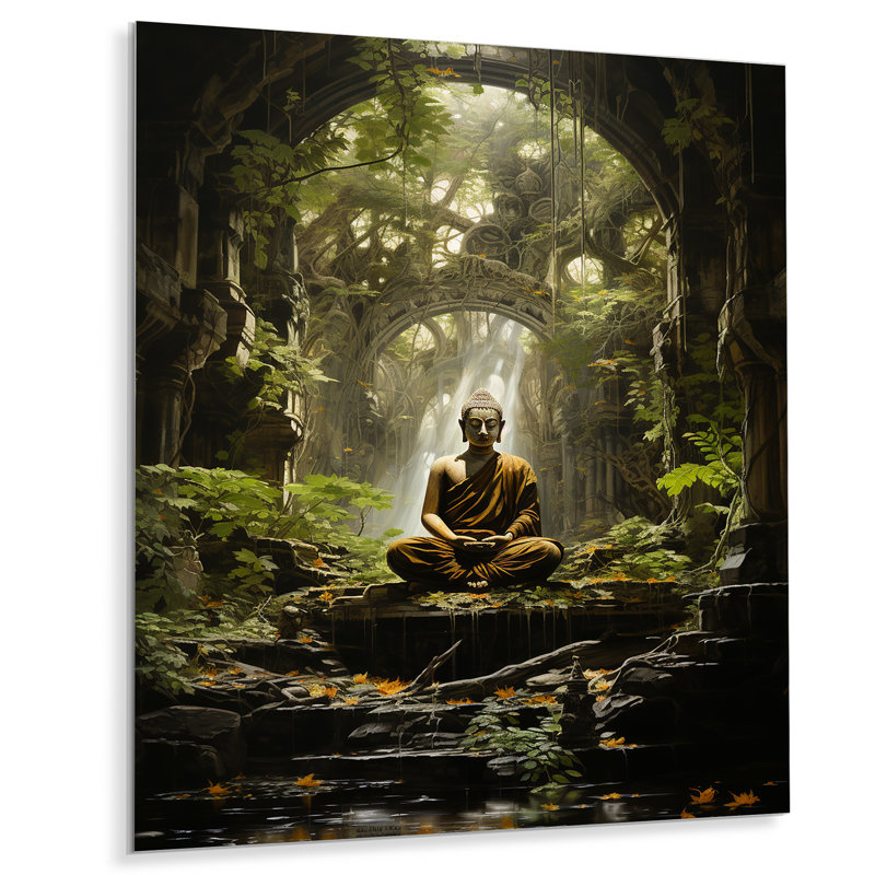 «Green Buddhist Art Buddhas Enlightenment - Buddhism», reproduction d'art en métal, H 40 po x l 30 po x P 1 po