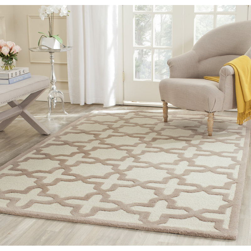 Cannen Hand Tufted Wool Geometric Rug, Rectangle 5' x 8'