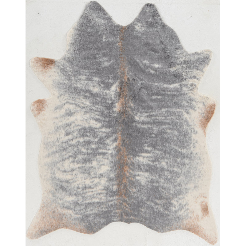 Lilianna Animal Print Machine Made Tufted Faux Cowhide Gray Area Rug