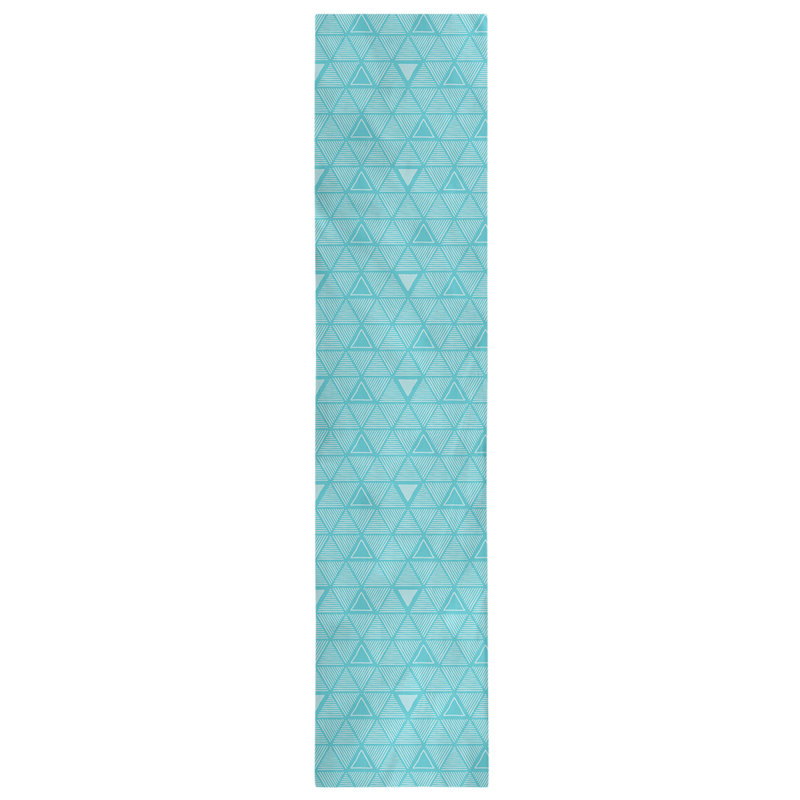 Hand Drawn Triangle Table Runner, 16" x 90", Teal