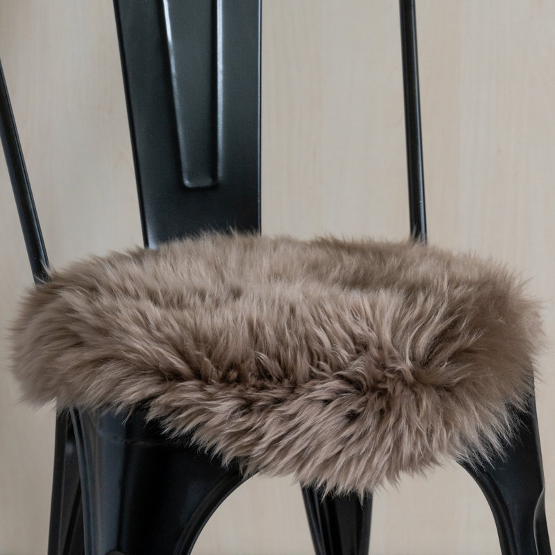 Coussin de chaise en peau de mouton 100% véritable de qualité supérieure de 15 po de diamètre beige