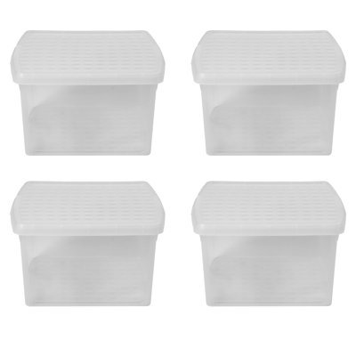 Wham Clip Square Plastic Storage Boxes with Secure Clip Lock Lids Clear/Clear/Clear