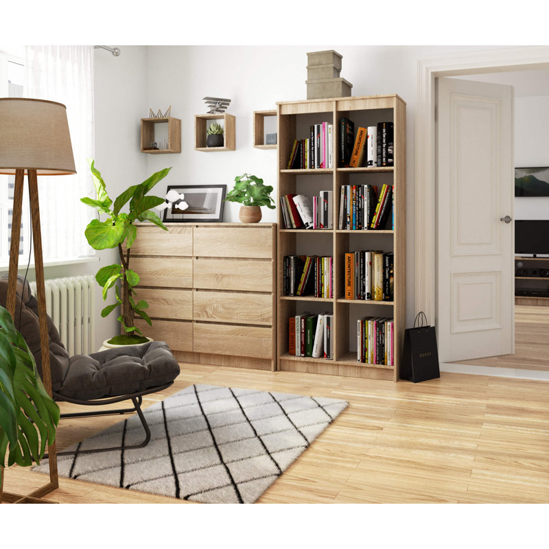 Alexsa 180cm H x 80cm W Standard Bookcase, Sonoma Oak