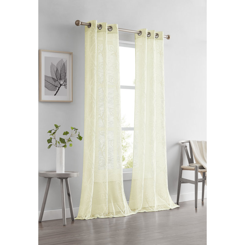 Boho Embroidered Window, 38" W x 96" L, Yellow