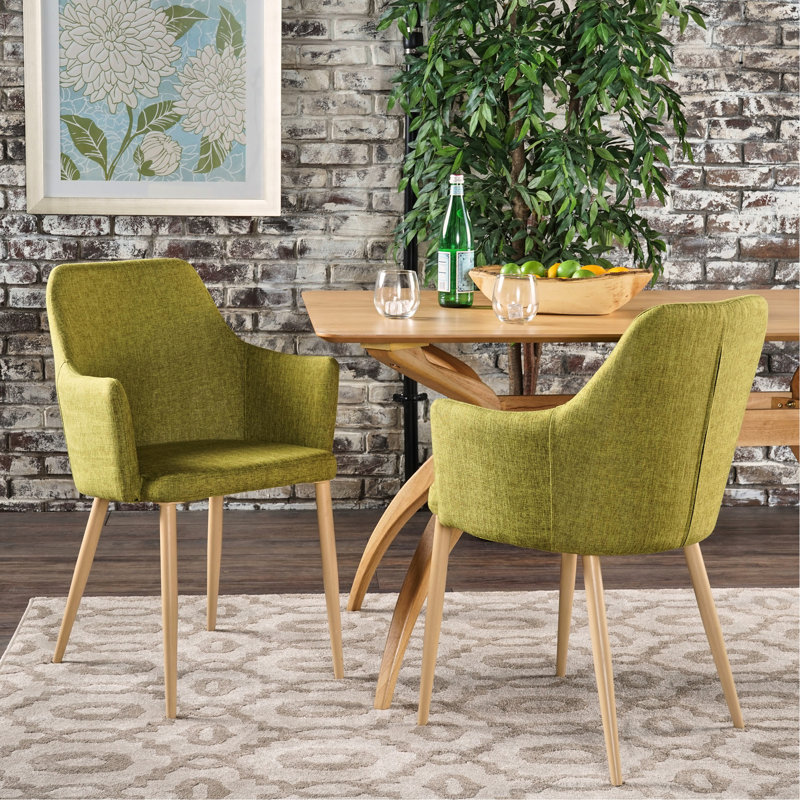 2 chaises de salle à manger - Structure en fer avec finition en bois et revêtement en tissu de qualité (2) Revêtement luxueux