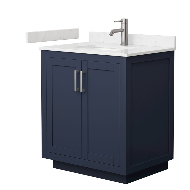 Miranda 30" Dark Blue Freestanding Bathroom Vanity with Carrara Marble Top