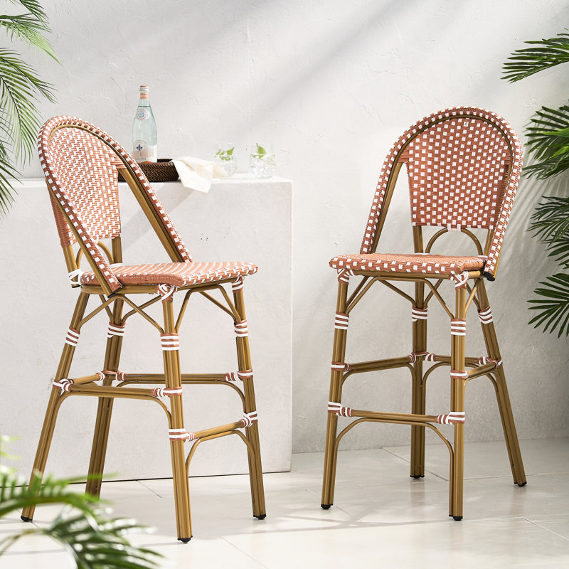 De 2 29,5 po d'extérieur - Style français, rouge rouille / blanc, cadre en aluminium avec finition pour jardin, décoration