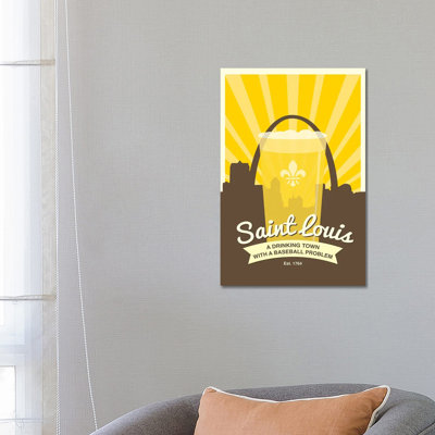 St. Louis - Drinking Town With A Baseball Problem by Benton Park Prints - Wrapped Canvas Gallery-Wrapped Canvas Giclée