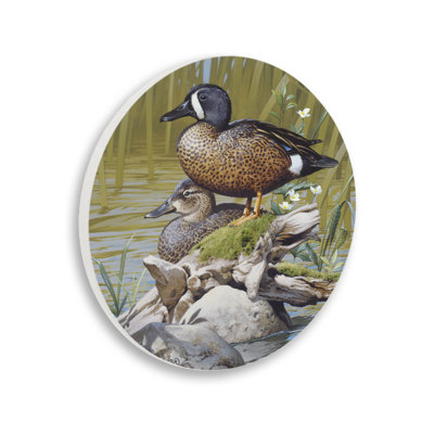 Plaque murale bleue à ailes bleu sarcelle et canard bleu sarcelle par Rod Lawrence