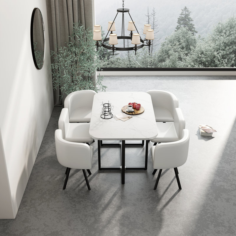 Ensemble de table à manger moderne 7 pièces, table de salle à manger rectangulaire avec 6 chaises pour la salle à manger, cuisine