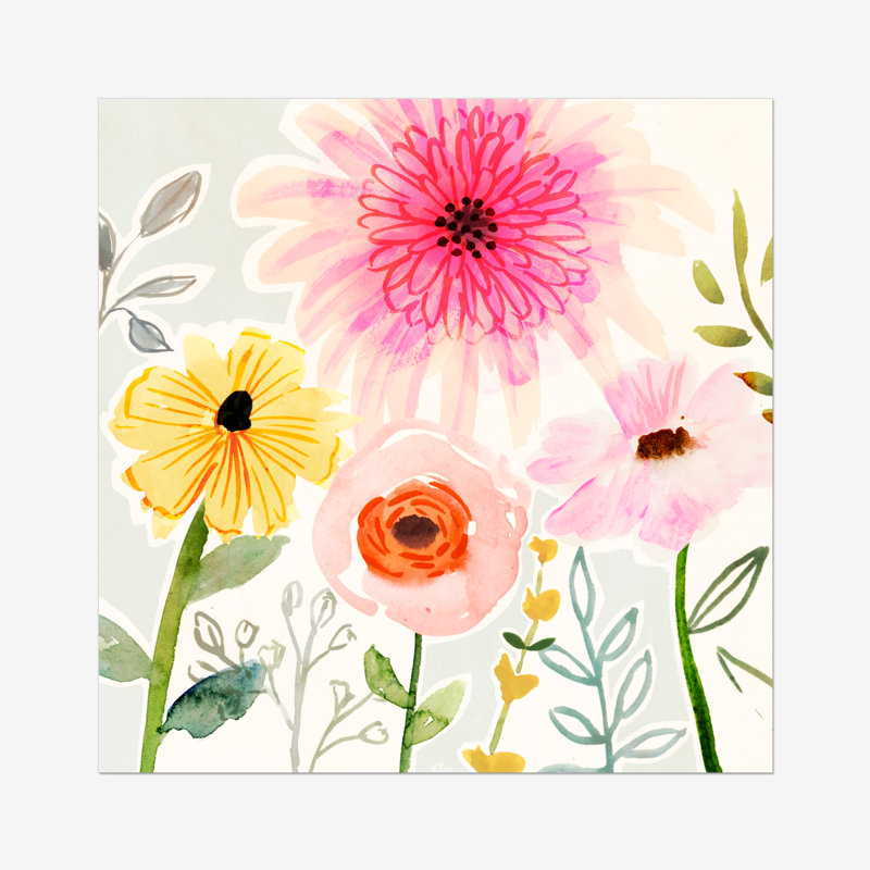 Floral Pop II by Victoria Borges - Painting, 91cm H x 91cm W, Wrapped Canvas