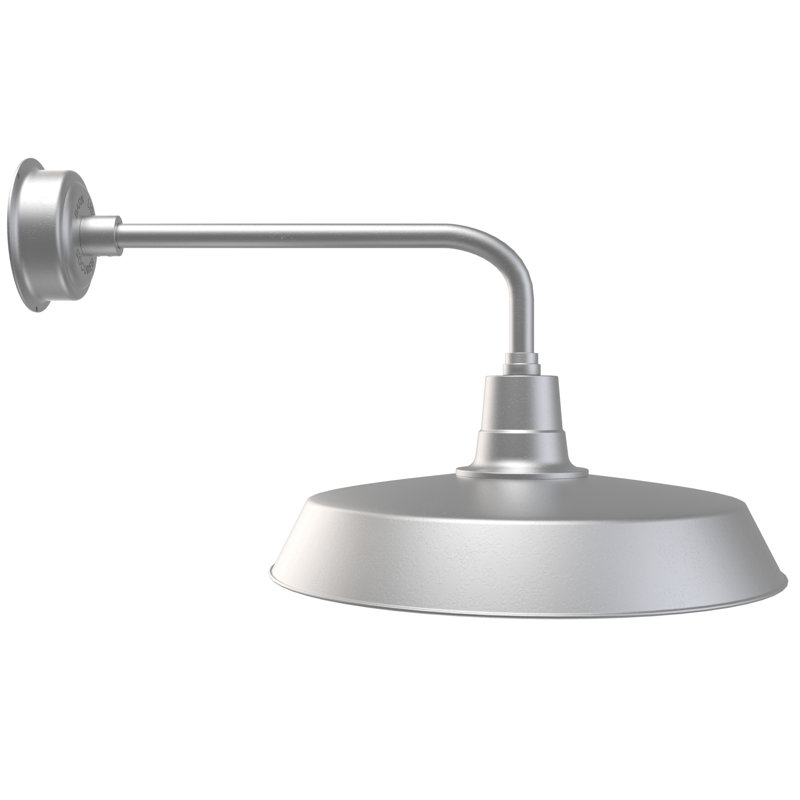 Luminaire de grange d’extérieur à del Haleigh, H 16,5 po x l 22 po x P 37 po, Argent galvanisé