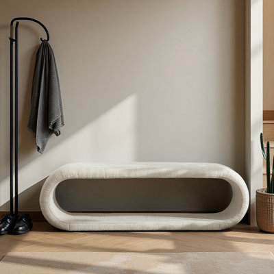52.17" Chenille Upholstered Hollow Bench